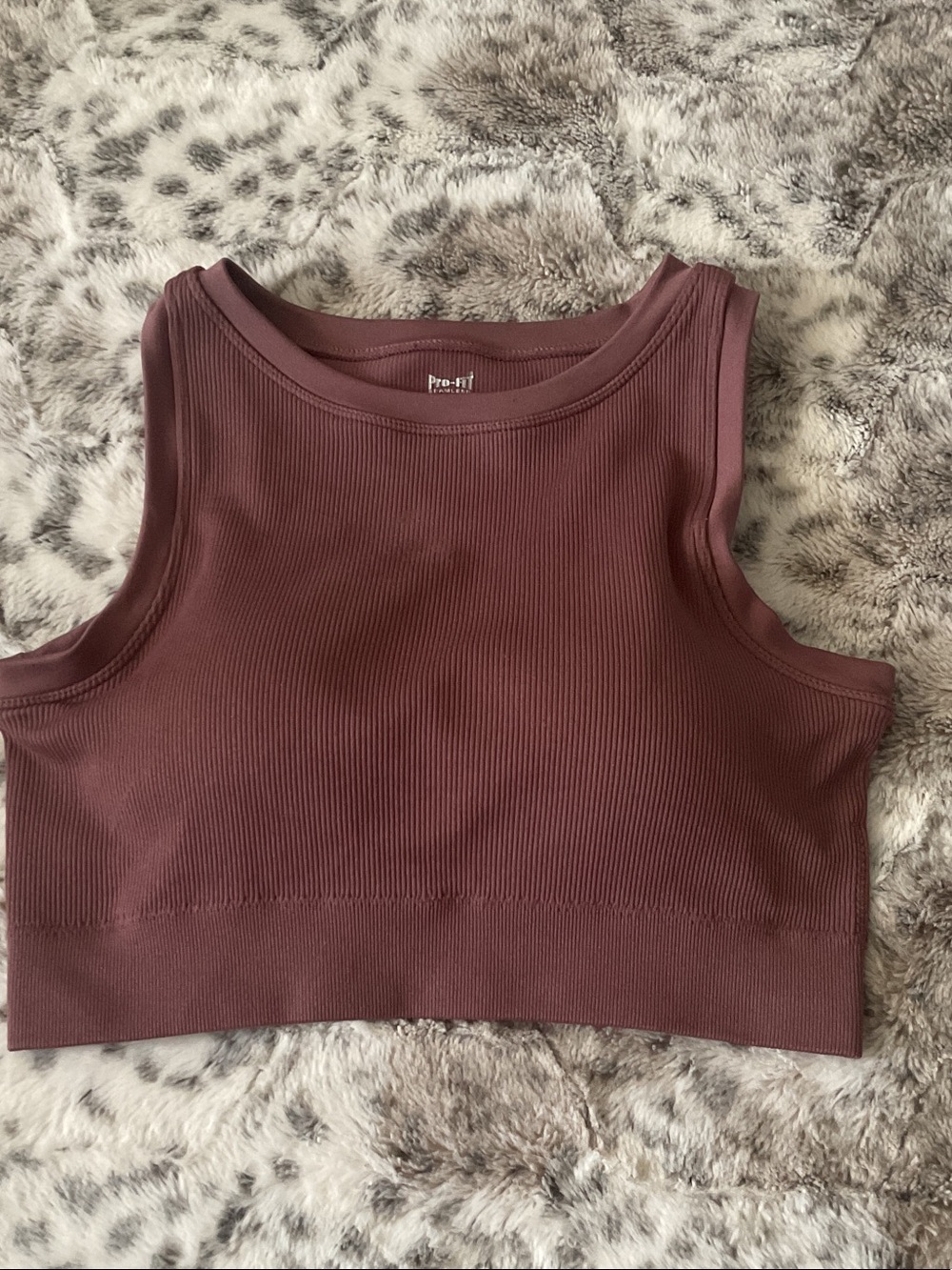 Seamless Ribbed Crop Tank Top in Mauve